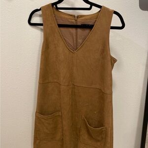 Tan Sleeveless Suede Dress